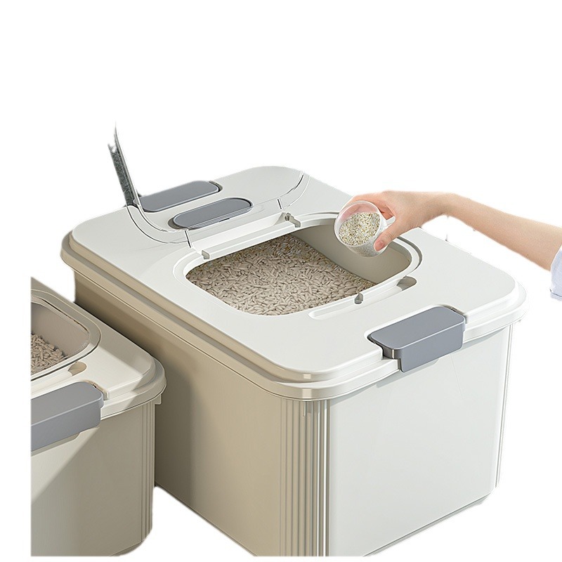Kitchen rice bucket magnetic plastic rice storage box Rice cylinder flour bucket 50 catty thickened household grain cans storage box Item Picture