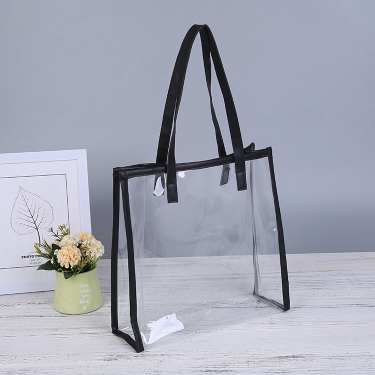 Wholesale transparent and simple PVC shopping hand-held bags, transparent plastic hand-held bags, wedding candies, souvenirs and gift bags details Picture