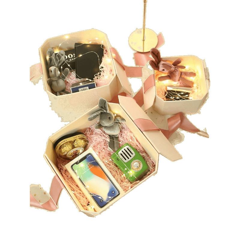 Valentine's Day gift box with double doors, pink wedding souvenirs, candies, chocolates, skin care products and cosmetics packaging box Item Picture