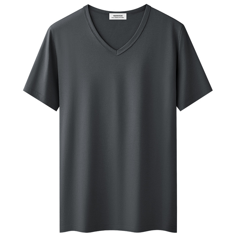 50S Skin-friendly Modal short-sleeved T-shirt for men, summer youth base layer, V-neck ice silk quick-drying top for men Item Picture