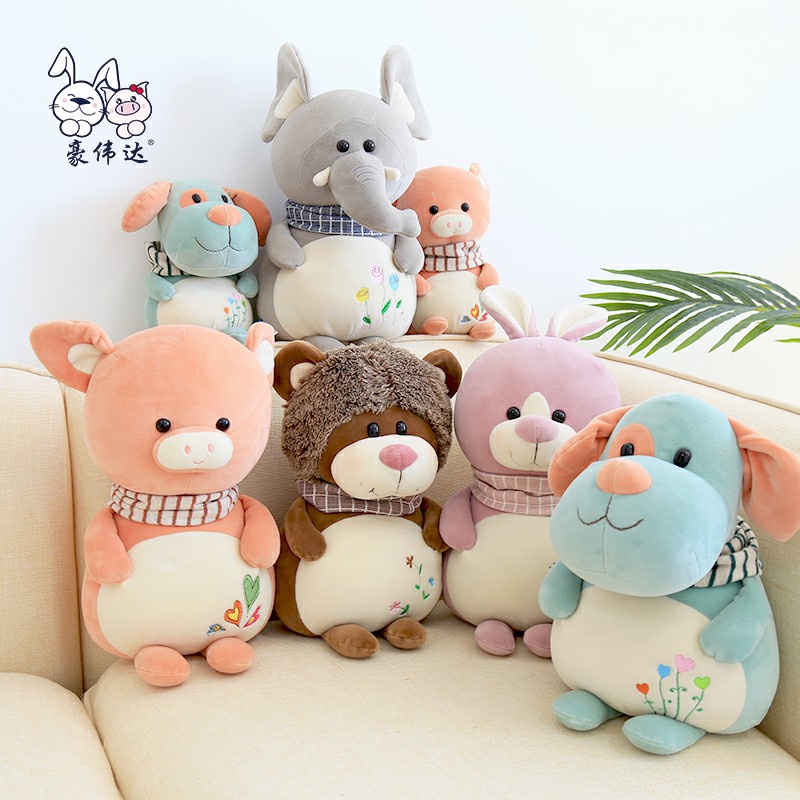 正版豪伟达咘噜小猪公仔毛绒玩具小狮子玩偶女生日礼物抓机布娃娃