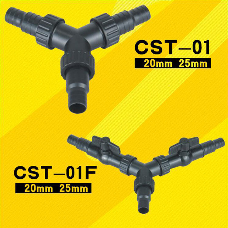 Three-way water pipe connector converter diameter conversion pipe with switch one split two through clamp Application Scenario