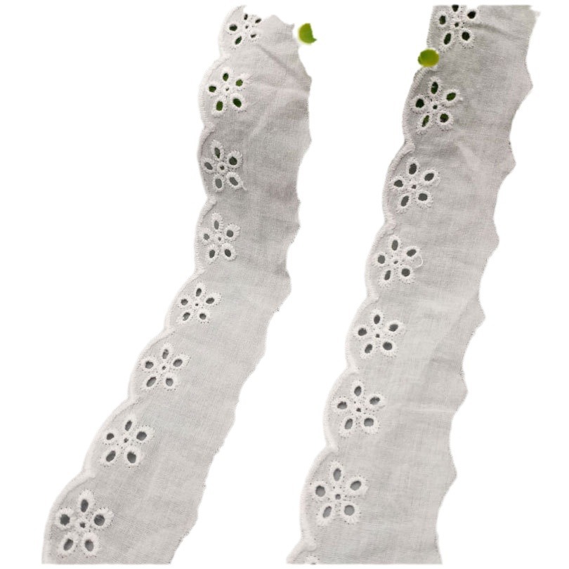 All-cotton embroidered lace manufacturer offers a wide range of products in stock, including five-hole lace, cotton embroidered lace, and DIY fabric for clothing Item Picture