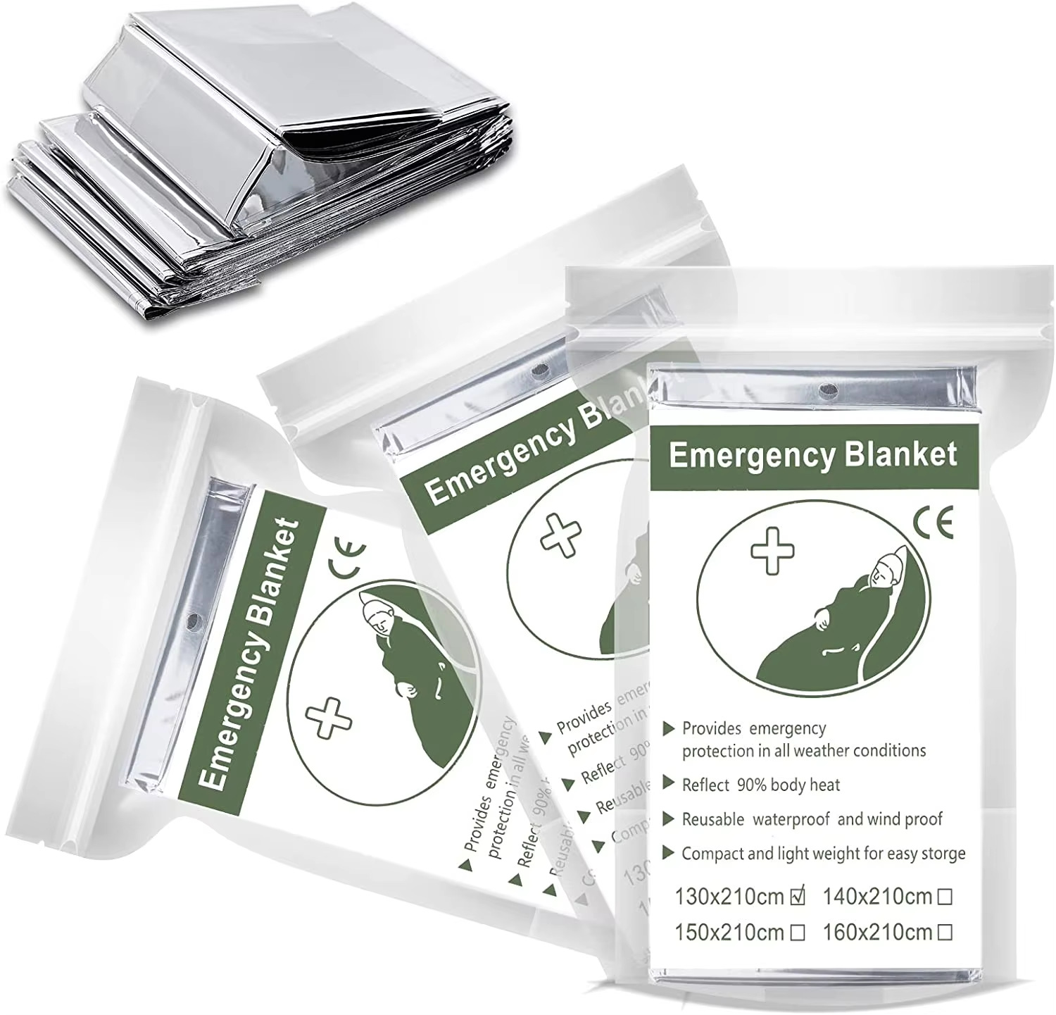 First aid blanket, outdoor portable emergency blanket, multi-functional first aid insulation blanket, 210*130 survival blanket pic 3
