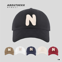 Baseball cap girls 2022 spring new red tide big head circumference show face small N letter labeled cap men