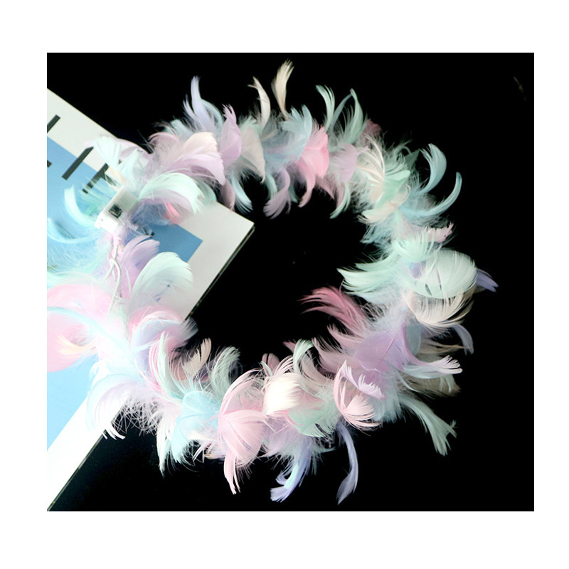发光鹅毛花环/发光羽毛花环/发光仙女花环白底实物图