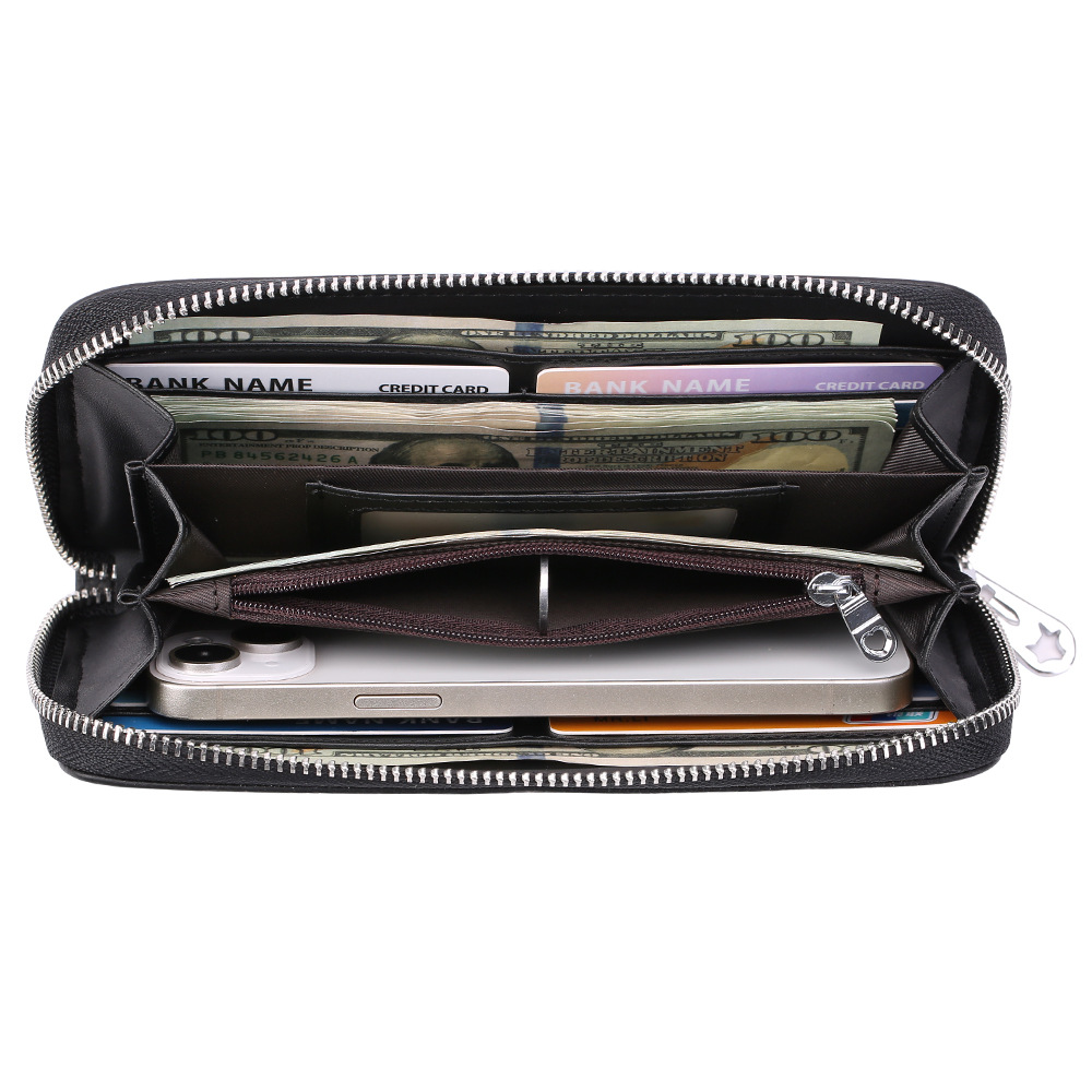 Japanese Leather Long Purse Women's Large Capacity Rfid First Layer Cowhide Organ Card Bag Fashion Handheld Bag Mobile Phone Bag Application Scenario