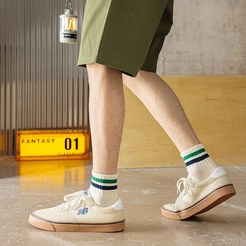 Men's socks Spring/Summer 2024 new short socks, two-bar striped casual socks, combed cotton sweat-absorbing and breathable sports socks Application Scenario