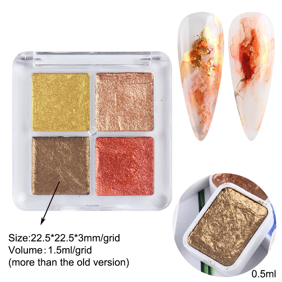 Cross-border new Japanese nail art solid watercolor paint box set pearlescent yellow nail paint nail shanilak Specification image