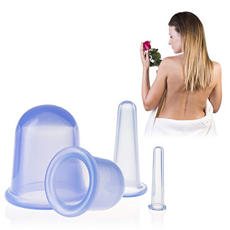 Factory stock: 4-piece set of silicone cupping cups, cupping device, vacuum moisture-absorbing massage cup, body 4-piece set details Picture