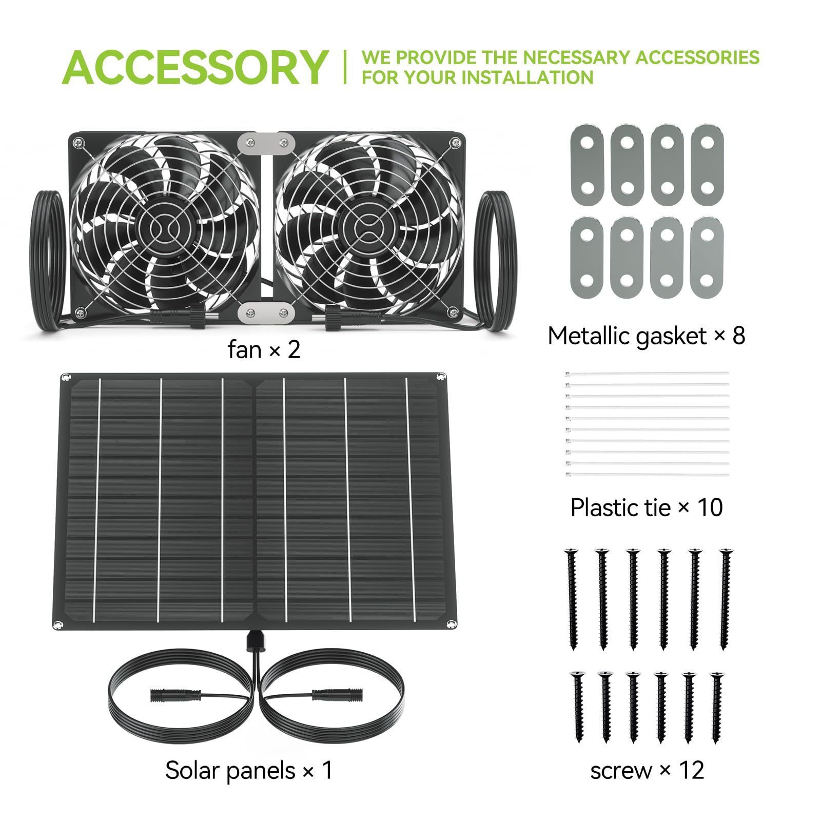 Single Crystal 15W12v Solar Pv With Two Ipx7 Waterproof Fans For Outdoor Greenhouse Coop Pets Specification drawing
