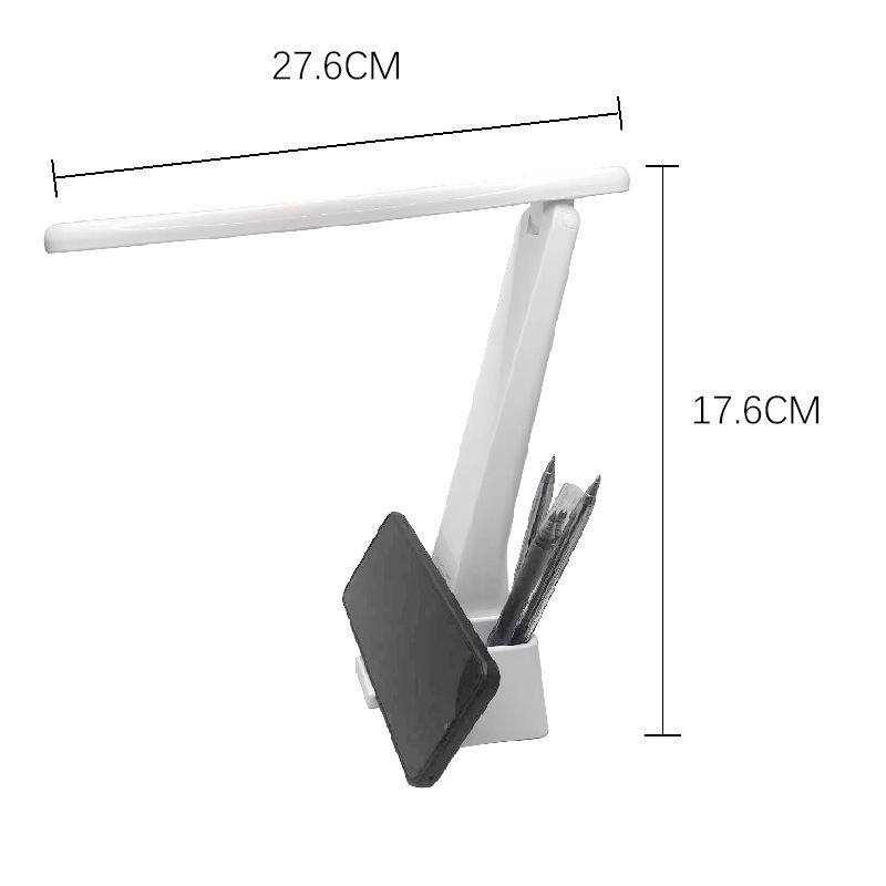 USB charging eye-protecting desk lamp, voice control function, multi-functional pen holder, mobile phone stand, stepless dimming gift lamp Specification image