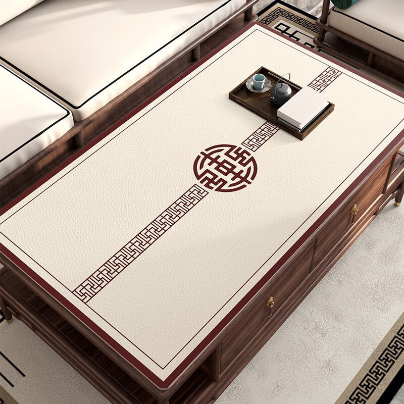 New Chinese-style coffee table mat, no-wash table mat, waterproof, oil-proof and heat-resistant, living room tablecloth, light luxury and high-end solid wood table mat