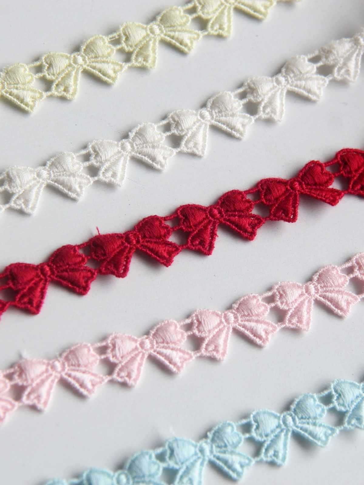 F16G3蕾丝花边手工DIY辅料 日版水溶 丝光棉 蝴蝶结 宽1cm工艺品