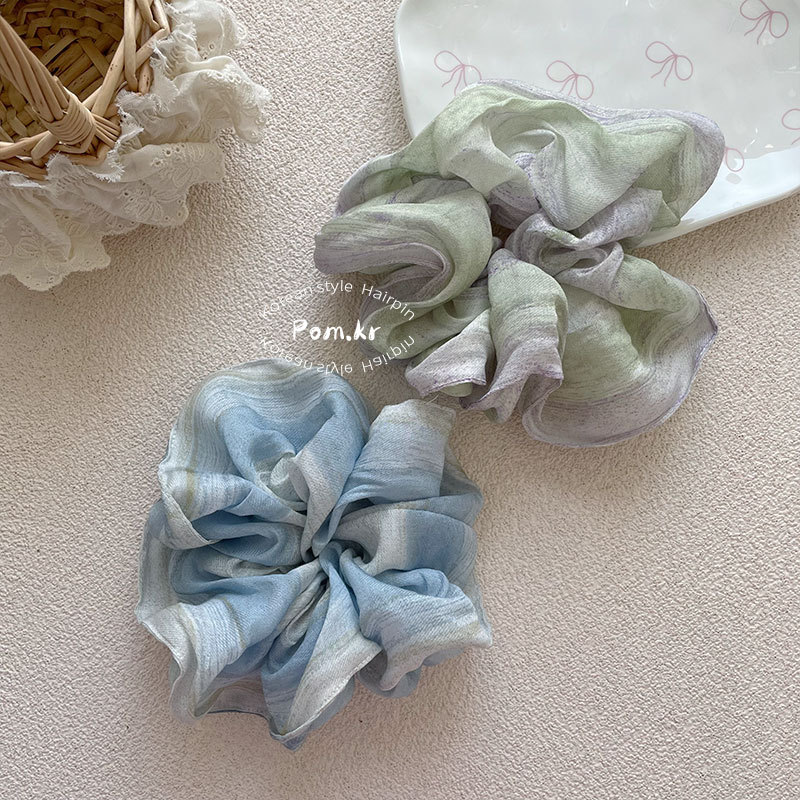 New Korean-style simple large intestine hair band for girls, fabric bun hairstyle, ponytail hair tie, sweet printed fabric hair tie for girls Specification image