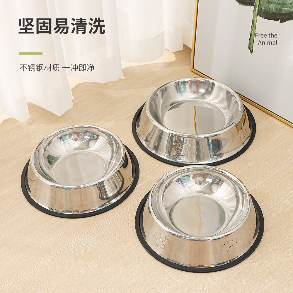 Stainless steel dog basins, dog bowls, cat basins, cat bowls, anti-knock and shock-resistant, large dog food bowls, large capacity wholesale Specification image