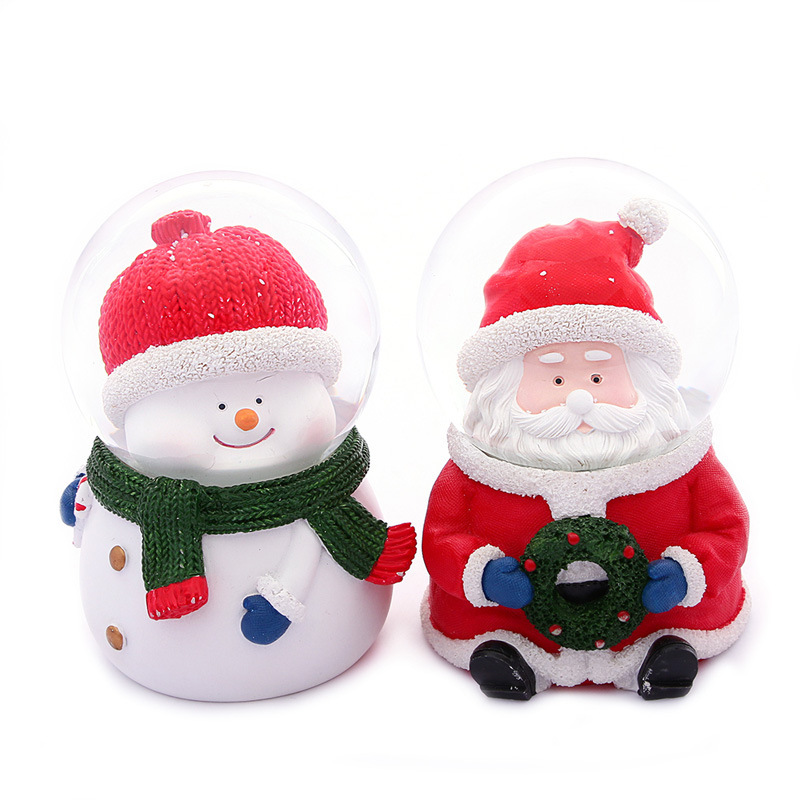 Amazon Cross-Border Exports 45 Small Santa Claus Crystal Balls With Lights Christmas Gift Resin Craft Lot