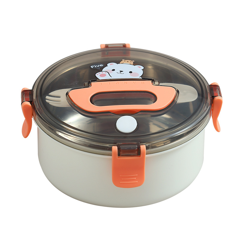 304 stainless steel cartoon lunch box, round with water filling and heating, student lunch box, portable outdoor fruit salad box Item Picture