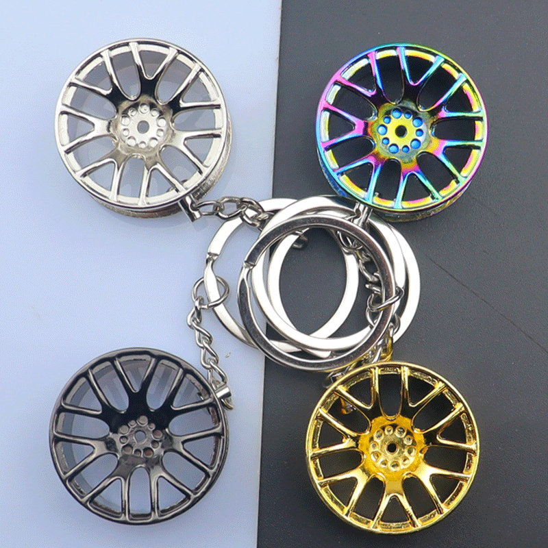 Factory Quality Zinc Alloy Key Chain Creative Car Wheel Hub Key Chain Pendant Gift Crafts Can Print Logo details Picture