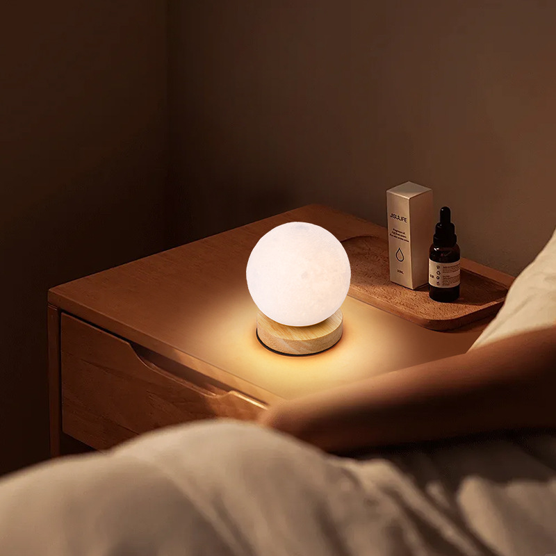 Cross-border moon desk lamp, dual-purpose charger and plug, night light, bedside lamp, bedroom desk, creative gift, round small desk lamp Specification image