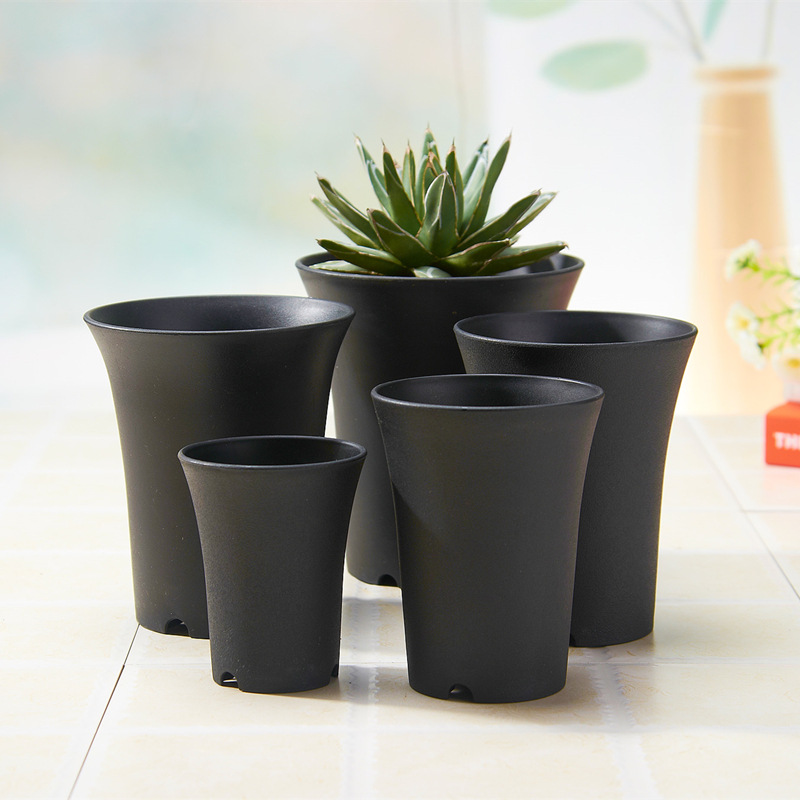 Height-Thickening Multi-Size Plastic Flowerpot Vientiane Pot High-Waisted Pot Black Frosted Succulent Flowerpot Green Plant Pot full figure