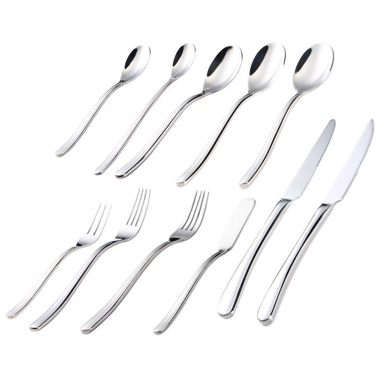 Mingrui Cross-Border White Moonlight Stainless Steel Knife, Fork And Spoon Set Western Restaurant Knife And Fork Tableware Household High Quality Spoon Item Picture