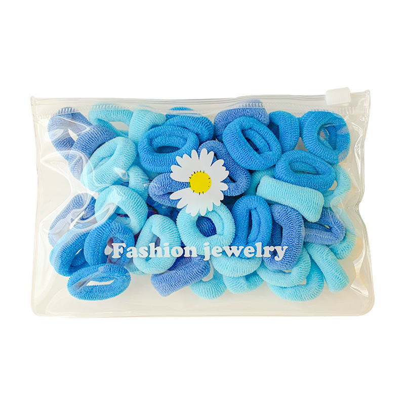 50 Pieces With Towel Scrunchies Children's Candy Colored Hair Cord Head String Gradient Color Seamless High Elastic Rubber Band Towel Loops Item Picture