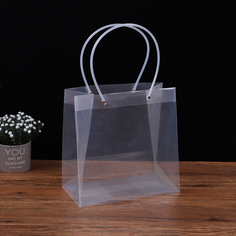 PP transparent handbag, high-end square bag, gift packaging bag, hand-held bag, souvenir gift packaging, thickened details Picture