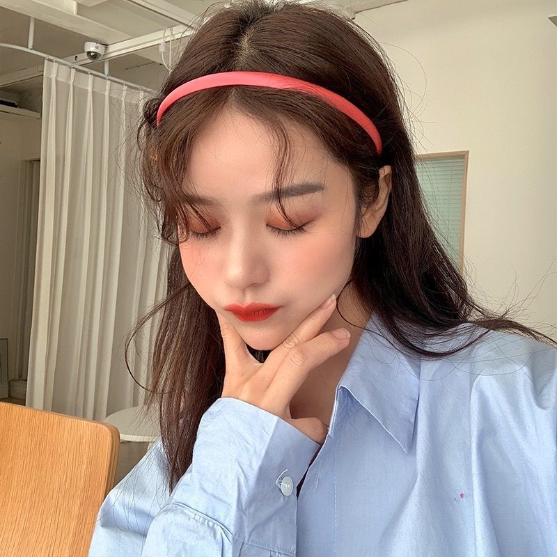 Ins Korea Fine Candy Color Small Fresh Satin Headband With The Same Jelly Color Headband Hair Accessories Application Scenario