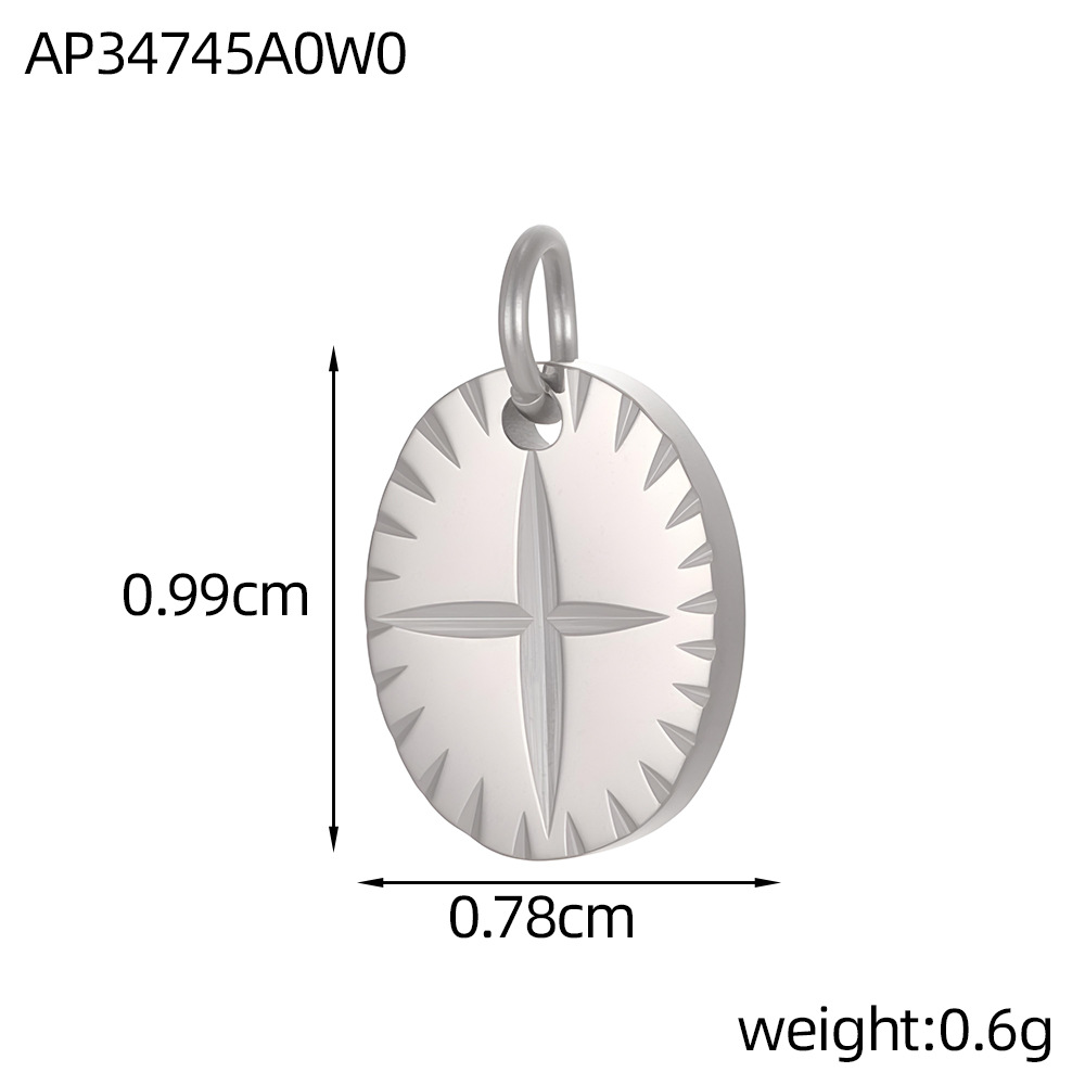 Cross-border best-selling stainless steel pendant texture pattern round plate heart four-leaf clover diy bracelet necklace accessory pic 34