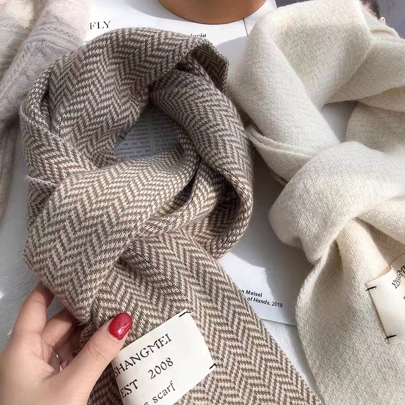 Korean Version Of The New Winter Knitted Scarf Female Warm Thick Solid Color Scarf Student Bib Wholesale Manufacturers Specification drawing