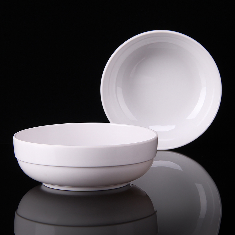 Melamine White Straight Rimmed Bowl Korean Cuisine Kimchi Bowl Salad Dessert Bowl Barbecue Rice Bowl Imitation Porcelain Rimmed Round Low Bowl Application Scenario
