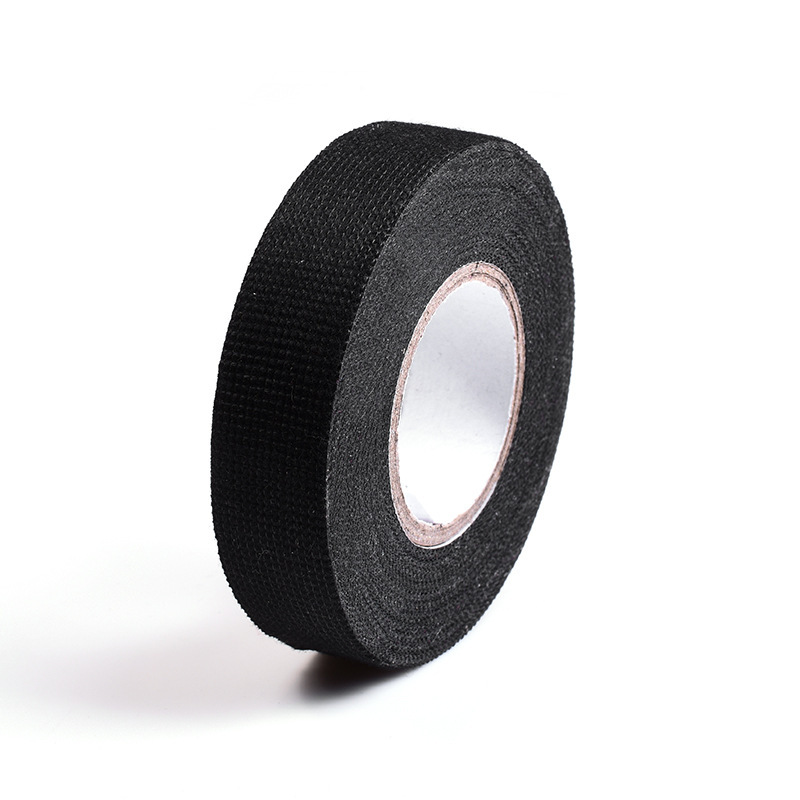Fireproof circuit winding fabric-based tape, polyester high-temperature flame-retardant self-adhesive black automotive wiring harness flannel tape full figure