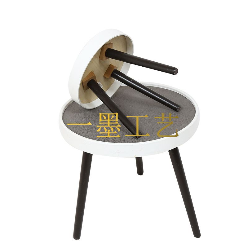 Easy-to-disassemble Nordic leather coffee table set, balcony table, casual round table, creative and popular milk tea shop small coffee table Specification image
