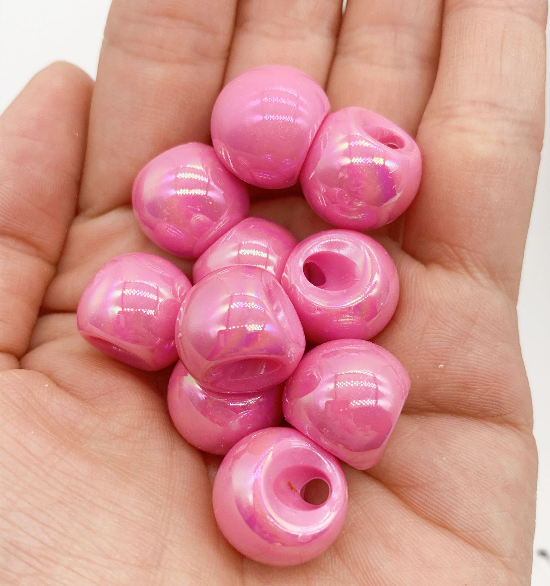 Cuentas de acrílico con orifício lateral AB color con orifício parcial dazzle fantastic beads DIY key beads shake bang tarjeta de estilo 16mm Specification image