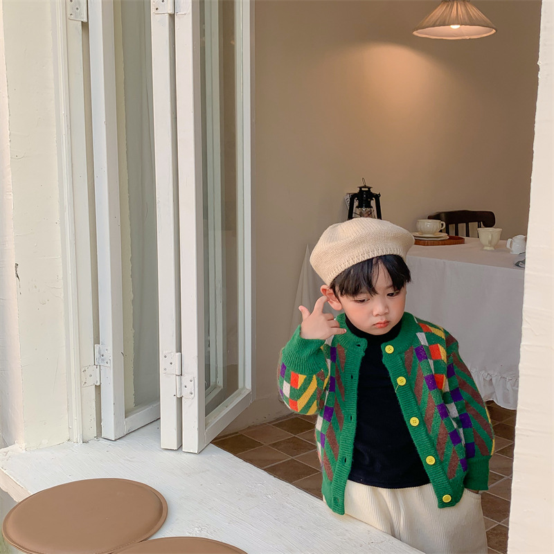 Children's Spring and Autumn Sweater 2022 Korean-style chanel-style cardigan sweater thick and trendy small and medium-sized children's coat top Application Scenario