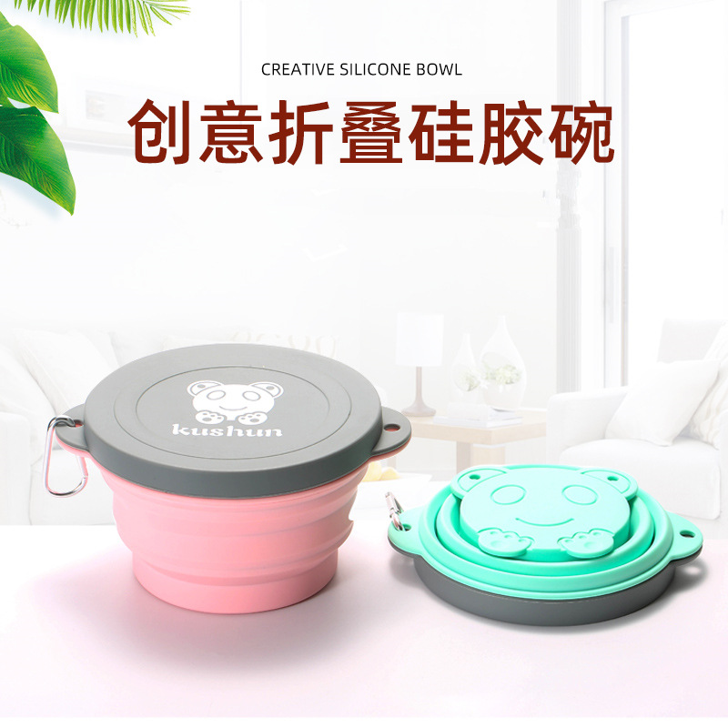 Manufacturers Spot Travel Portable Silicone Folding Bowl Children Travel Outdoor Tableware With Cover Foldable Noodle Bowl