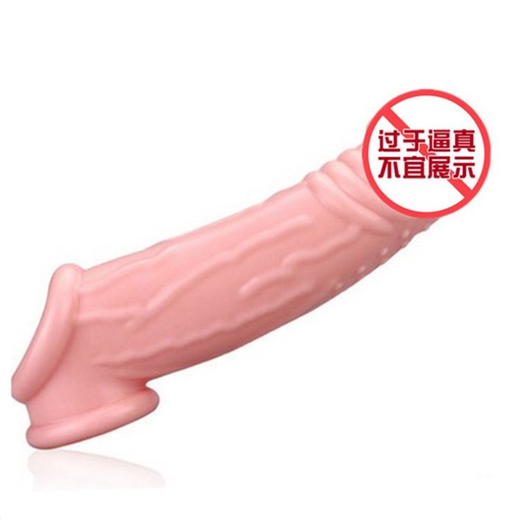 Triple drawstring semen lengthened by 4 cm lock semen cover, men's thickened crystal Wolf tooth cover, adult sex products full figure