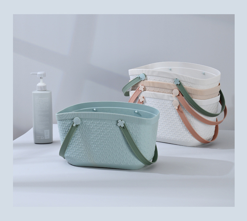 颜色可选手提塑料篮子洗澡蓝沐浴篮浴室洗浴篮收纳筐子小篮子浴筐详情31