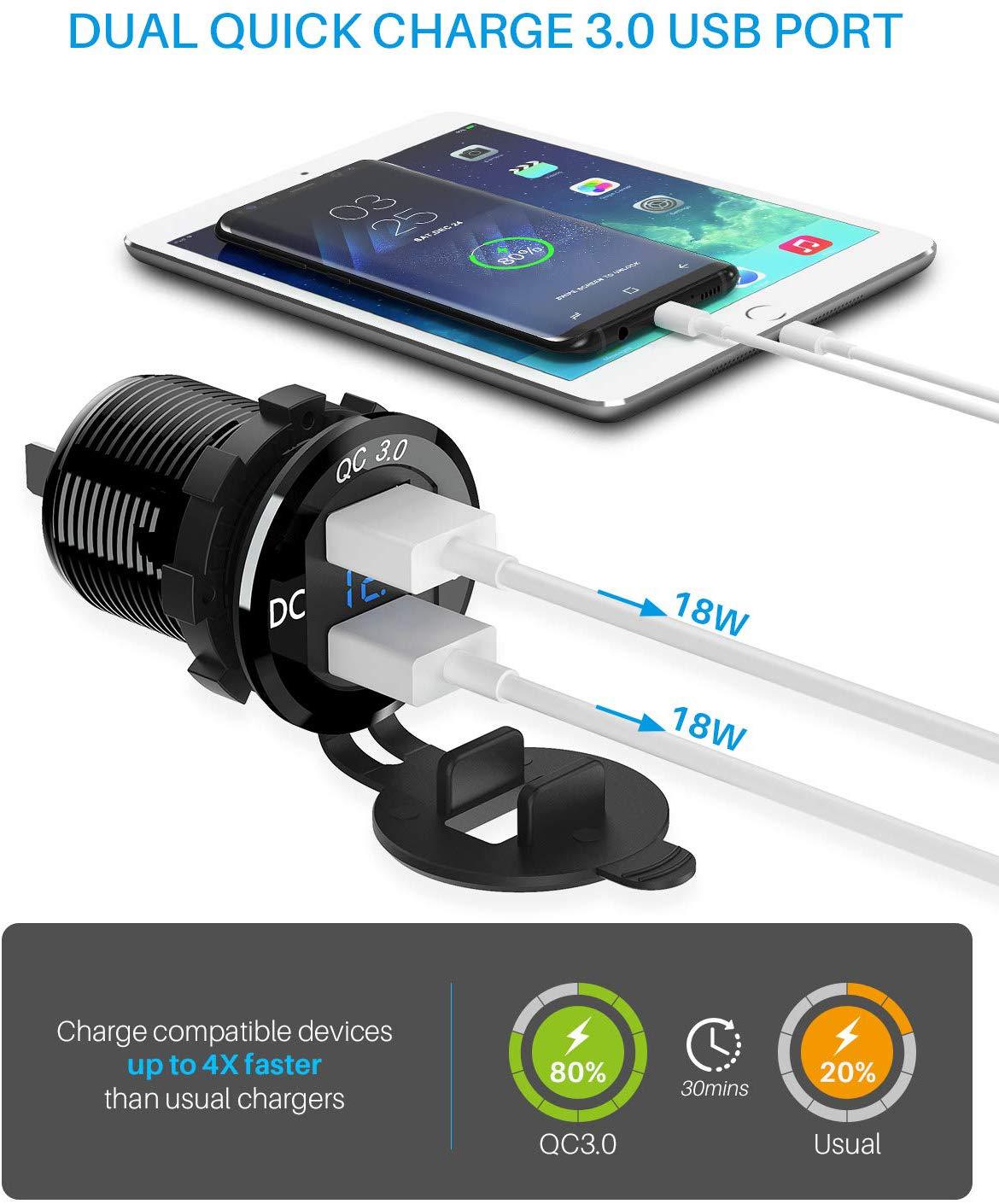 Hot-selling car, RV, yacht modification, car mobile phone, IPAD charger, motorcycle charger, fast charging, Qualcomm Item Picture