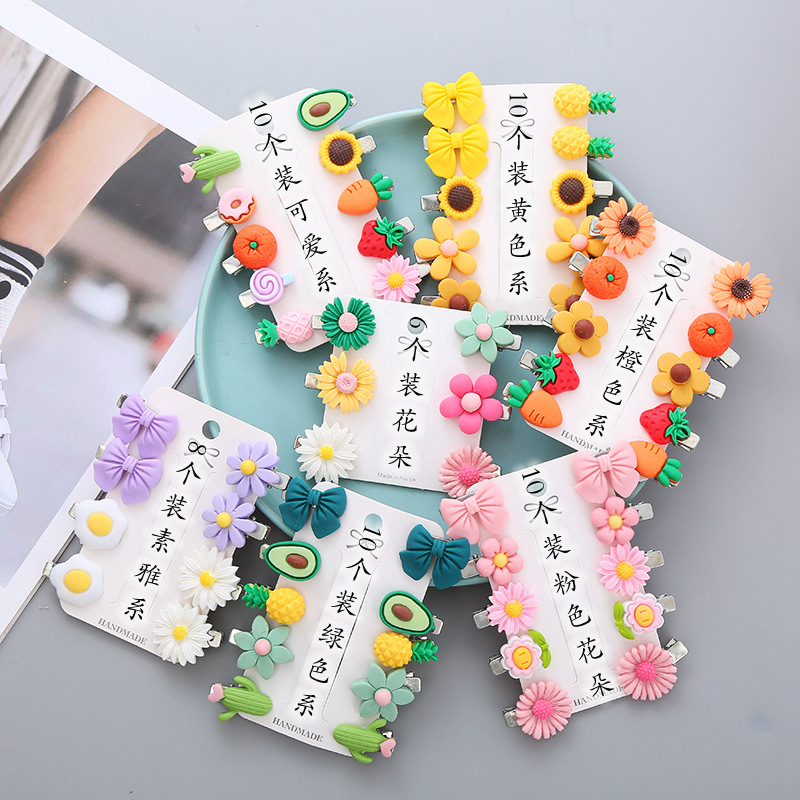 20个装儿童发夹发饰批发可爱糖果色韩式ins风花朵蝴蝶结儿童发饰详情1