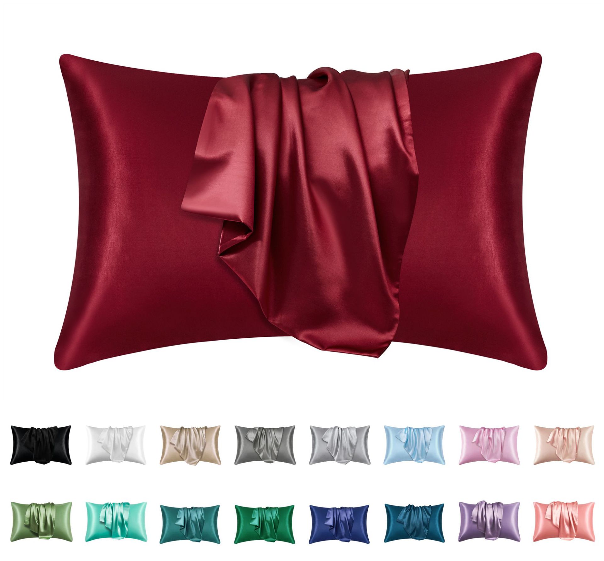 Cross-border foreign trade pure color silk pillowcase pillowcase envelope pillow wholesale a pair full figure