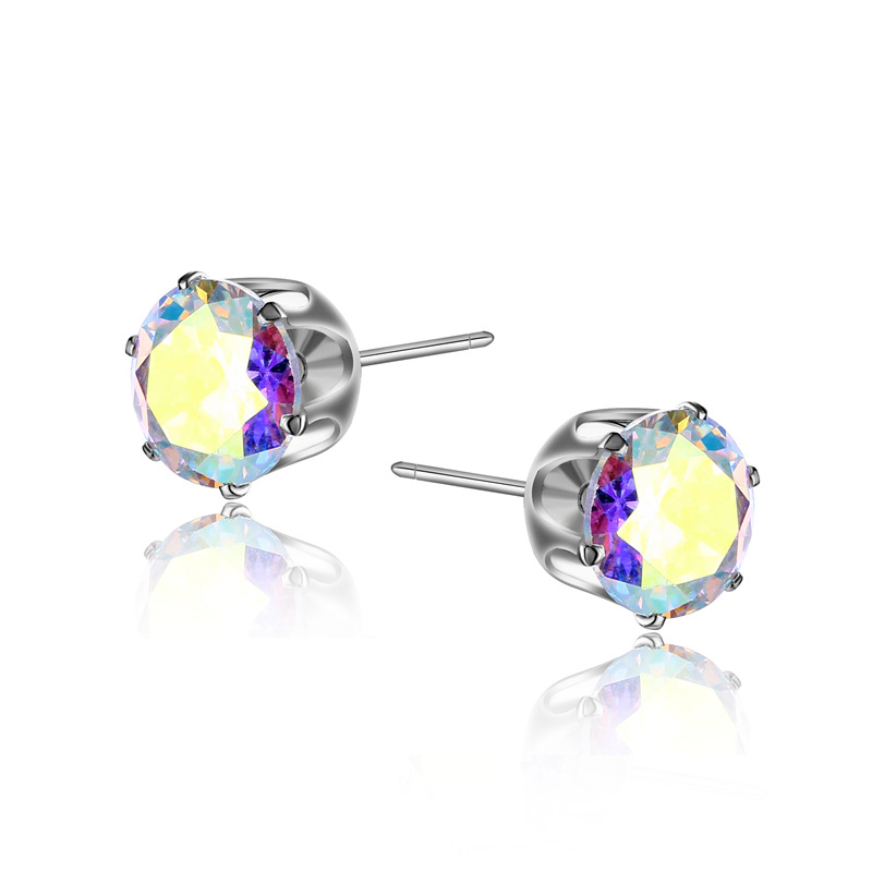 Zircon Earrings Earrings Six Claws Earrings Korean Men's And Women's Fashion All-In-One Trend Zircon Earrings Crystal Jewelry Wholesale Popular Jewelry Fashion Earrings Korean Earrings Ear Ring Ear Buckle Brand Oem Processing Item Picture