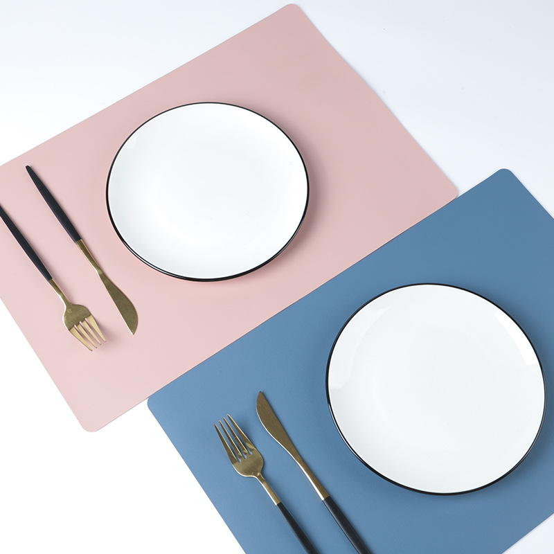 北欧ins素面长方形皮革餐垫 45X30皮革桌垫 环保餐垫耐磨防油隔热详情图3