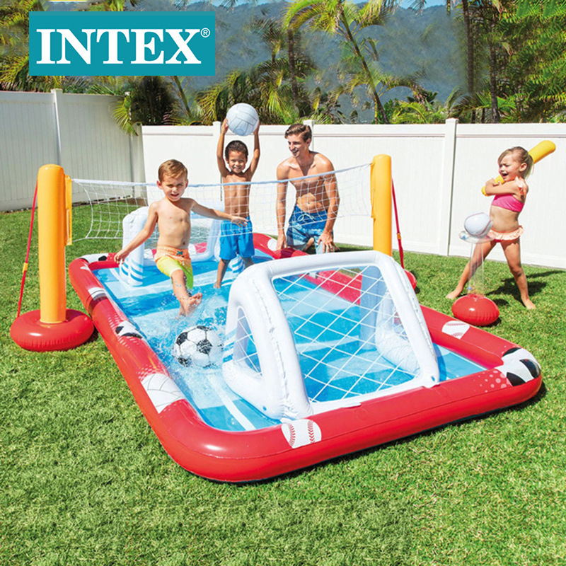 INTEX57147长方形运动场公园儿童充气水池家庭户外沙池海洋球充气玩具现货批发