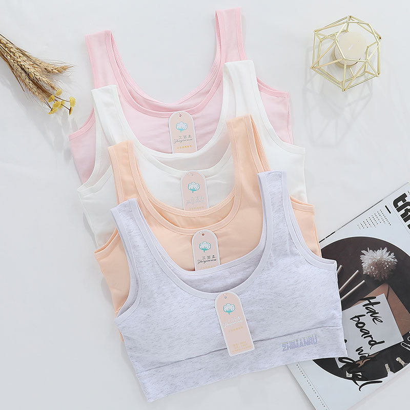 [Activity] High school development period new girls underwear vest letters solid color cotton breathable anti-slip no underwire bra details Picture