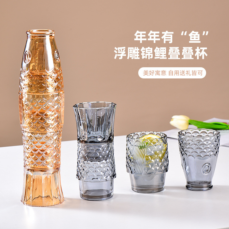 玻璃杯水杯女可爱ins风杯子家用早餐杯啤酒杯牛奶咖啡杯锦鲤鱼杯