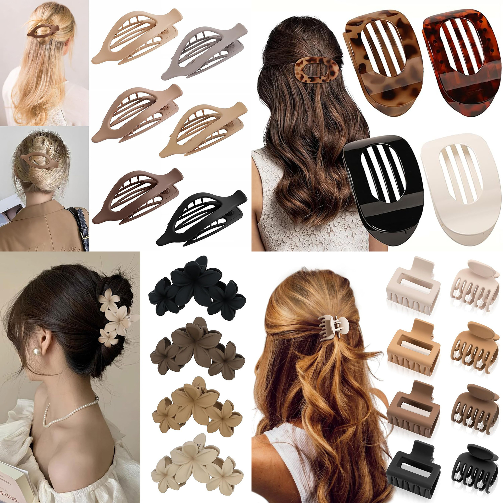 Crossover amazon nuevo ps plástico nubuck grip hairclip simple quilla pelo garra conjunto combinado clip tiburón