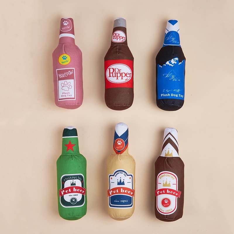 The new dog toy simulation wine bottle series includes a rattling paper BB that can make sounds when squeaking and a teething toy in stock that won't break details Picture