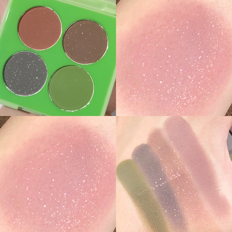 Yabolian Fun Eyeshadow Four Colors Olive Green Blue Low Saturation Gray Powder Matte Eye Makeup Niche Affordable Makeup details Picture